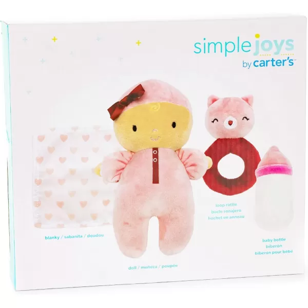 Simple Joys by Carter's Unisex Babies' Plush Playset, Pink/Red, Standard