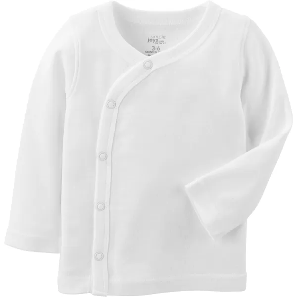 Simple Joys by Carter's Unisex Babies' Side-Snap Long-Sleeve Shirt, Pack of 5, White, 0-3 Months