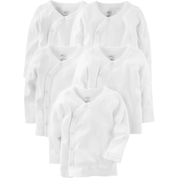Simple Joys by Carter's Unisex Babies' Side-Snap Long-Sleeve Shirt, Pack of 5, White, 0-3 Months