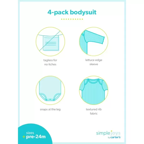 Simple Joys by Carter's Unisex Babies' Textured Bodysuits, Pack of 4
