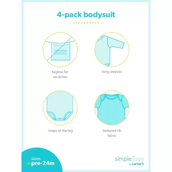 Simple Joys by Carter's Unisex Babies' Textured Bodysuits, Pack of 4