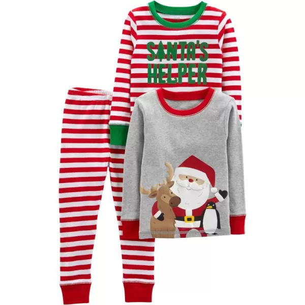 Simple Joys by Carter's Unisex Babies, Toddlers and Kids' 3-Piece Snug-Fit Cotton Christmas Pajama Set, Pack of 3