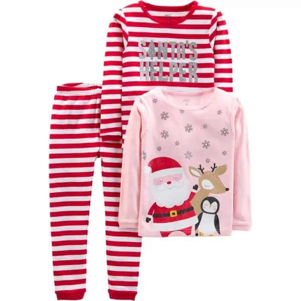 Simple Joys by Carter's Unisex Babies, Toddlers and Kids' 3-Piece Snug-Fit Cotton Christmas Pajama Set, Pack of 3