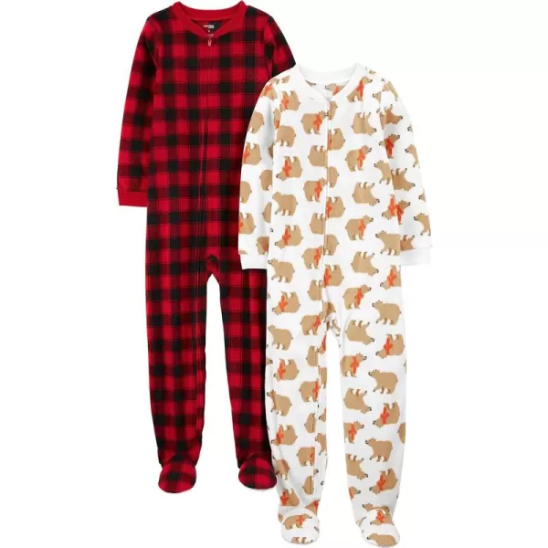 Simple Joys by Carter's Unisex Kids' Holiday Loose-Fit Flame Resistant Fleece Footed Pajamas, Pack of 2