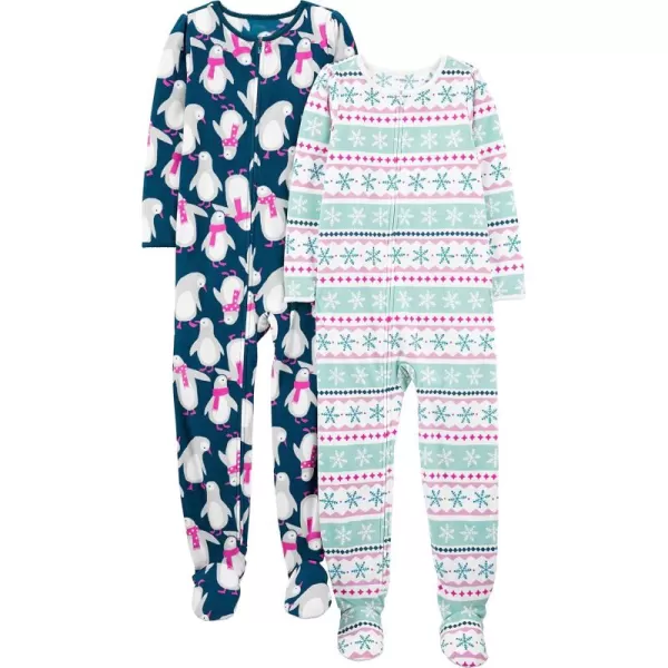 Simple Joys by Carter's Unisex Kids' Holiday Loose-Fit Flame Resistant Fleece Footed Pajamas, Pack of 2