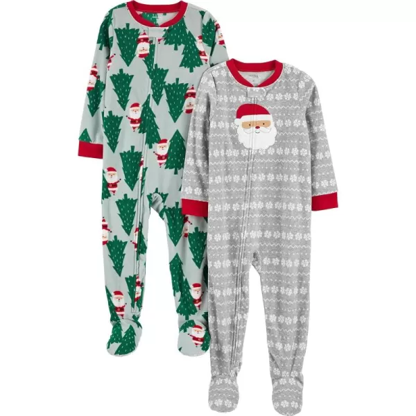 Simple Joys by Carter's Unisex Kids' Holiday Loose-Fit Flame Resistant Fleece Footed Pajamas, Pack of 2