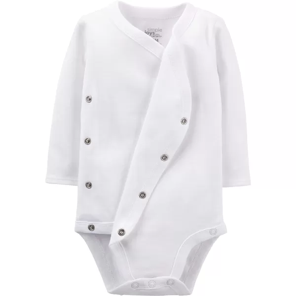 Simple Joys by Carter's Womens 4-Pack Long Sleeve Side Snap Bodysuit  White 3 Months  One Size White 3 Months  One Size)