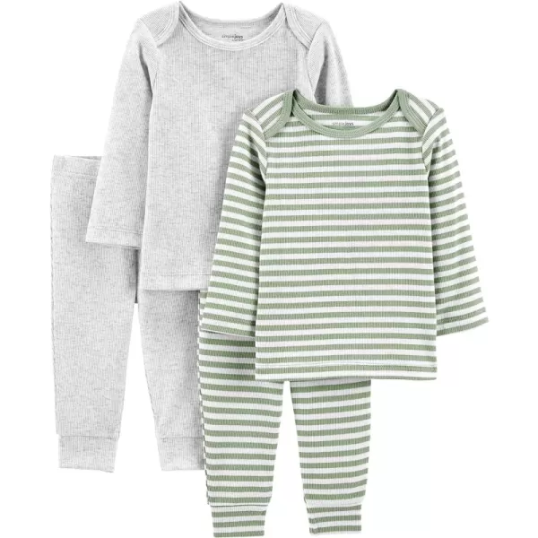 Grey Heather/Sage Green Stripe
