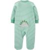 imageSimple Joys by Carters Baby Boys 2Pack Cotton Sleep and PlayDark Grey DinosaurMint Green Stripe