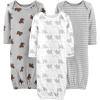imageSimple Joys by Carters Baby 3Pack Neutral Cotton Sleeper GownBearDinosaurStripe