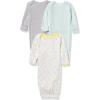 imageSimple Joys by Carters Baby 3Pack Neutral Cotton Sleeper GownGreyGreenYellow