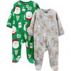 imageSimple Joys by Carters Baby Holiday Fleece Footed Sleep and Play Pack of 2Green SantaGrey Heather Reindeer