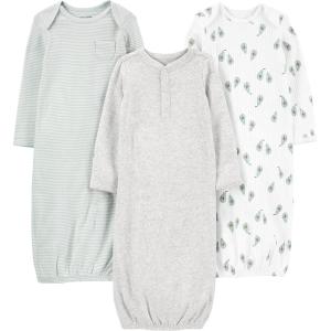 imageSimple Joys by Carters Baby 3Pack Neutral Cotton Sleeper GownAvocadosHeatherStripe