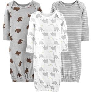 imageSimple Joys by Carters Baby 3Pack Neutral Cotton Sleeper GownBearDinosaurStripe
