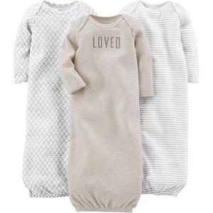imageSimple Joys by Carters Baby 3Pack Neutral Cotton Sleeper GownGreyWhite