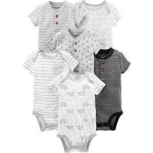 imageSimple Joys by Carters babyboys 6pack Shortsleeve BodysuitMulticolorAnchorDinosaurStripeWhale