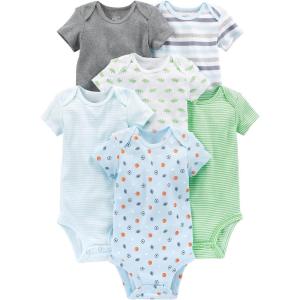 imageSimple Joys by Carters babyboys 6pack Shortsleeve BodysuitMulticolorDinosaurSportsStripe
