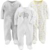 imageSimple Joys by Carters Baby 3Pack Neutral Sleep and PlayLight Grey Mini StripeWhite ElephantGiraffe
