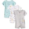 imageSimple Joys by Carters Baby 3Pack Snapup RompersAqua Blue Forest AnimalsGrey Mini StripeWhite