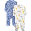 imageSimple Joys by Carters Baby Boys 2Pack Fleece Footed Sleep and PlayBlue AlligatorWhite Giraffe