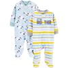 imageSimple Joys by Carters Baby Boys 2Pack Fleece Footed Sleep and PlayLight Blue DogsWhite Stripe