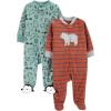 imageSimple Joys by Carters Baby Boys 2Pack Fleece Footed Sleep and PlayRust StripeSpruce Green Forest Animals