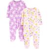 imageSimple Joys by Carters Baby Girls Fleece Footed Sleep and Play Pack of 2Purple LlamaWhite Floral
