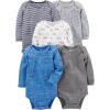 imageSimple Joys by Carters Unisex Babies LongSleeve BodysuitBlueGreyWhite