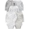 imageSimple Joys by Carters unisexbaby 5pack Longsleeve BodysuitGreyWhite
