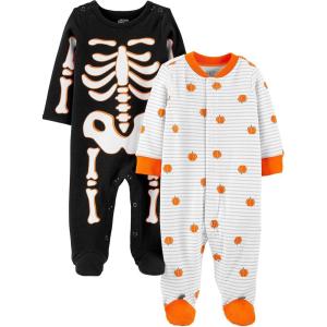 imageSimple Joys by Carters Baby 2Pack Halloween Cotton Footed Sleep and PlaySkeletonPumpkins