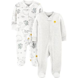 imageSimple Joys by Carters Baby 2Way Zip Thermal Footed Sleep and Play Pack of 2AnimalSun