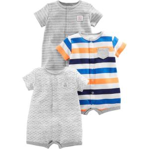 imageSimple Joys by Carters Baby 3Pack Snapup RompersMini StripeStripeWhale