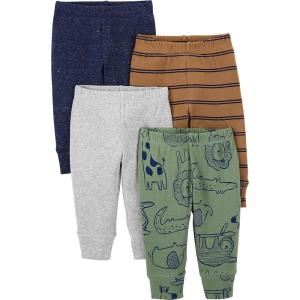 imageSimple Joys by Carters Baby 4Pack Neutral PantBlue HeatherBrown StripeGrey HeatherOlive Animal