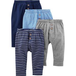 imageSimple Joys by Carters Baby 4Pack Neutral PantBlueGrey HeatherNavyStripe