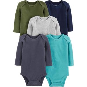 imageSimple Joys by Carters Unisex Babies LongSleeve BodysuitBlueGrey HeatherNavyOliveWashed Navy