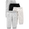 imageSimple Joys by Carters Baby 4Pack Fleece PantsBlackIvoryLight GreyWhite Stripe