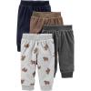 imageSimple Joys by Carters Baby 4Pack Fleece PantsBrownDark GreyLight Grey Bear PrintNavy