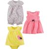 imageSimple Joys by Carters Baby Girls 3Pack Romper Sunsuit and DressPink DotsWhite FloralYellow Bird