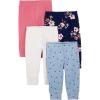 imageSimple Joys by Carters Baby Girls 4Pack PantIvoryLight Blue DotsNavy FloralPink