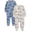 imageSimple Joys by Carters babyboys 2way Zip Thermal Footed Sleep and Play Pack of 2Dusty Blue BearIvory Dinosaur