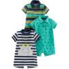 imageSimple Joys by Carters babyboys 3pack RompersGreen DinosaurNavy StripeYellow Stripe