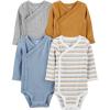 imageSimple Joys by Carters unisexbaby 4pack Side Snap BodysuitDusty BlueGoldGrey HeatherWhite Stripe