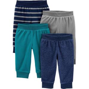 imageSimple Joys by Carters Baby 4Pack Fleece PantsBlue HeatherGreyNavy StripeTeal Blue