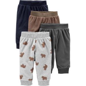 imageSimple Joys by Carters Baby 4Pack Fleece PantsBrownDark GreyLight Grey Bear PrintNavy