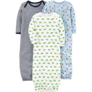 imageSimple Joys by Carters Baby Boys Cotton Sleeper Gown Pack of 3BlueWhite