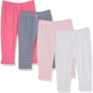 imageSimple Joys by Carters Baby Girls 4Pack PantNavy StripePale PeachPinkWhite Dots