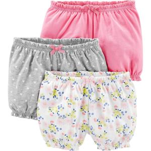 imageSimple Joys by Carters Girls 3Pack Knit ShortsGrey HeartsPinkWhite Floral