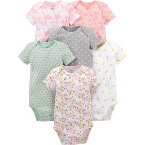imageSimple Joys by Carters babygirls 6pack Shortsleeve BodysuitMulticolorDinosaurFloralForest AnimalsFruitHearts