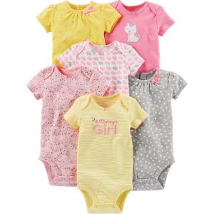 imageSimple Joys by Carters babygirls 6pack Shortsleeve BodysuitPinkYellow