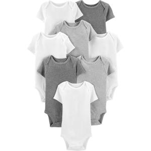 imageSimple Joys by Carters unisexbaby 8pack Shortsleeve BodysuitWhiteLight Grey HeatherMedium Grey Heather